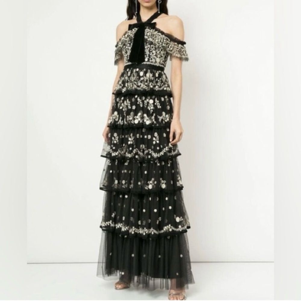 Needle & Thread Black and White Embellished Maxi Dress 
(worn once)